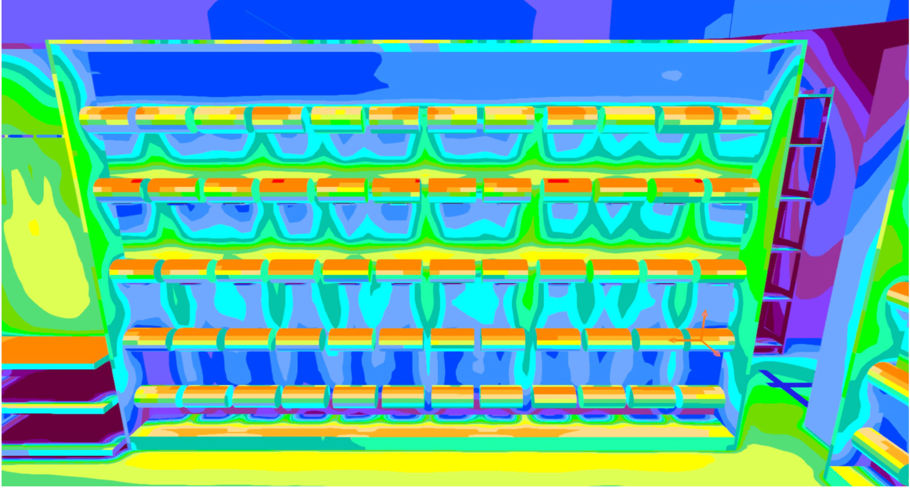 Simulation of LED lighting for shoes in horizontal and vertical planes